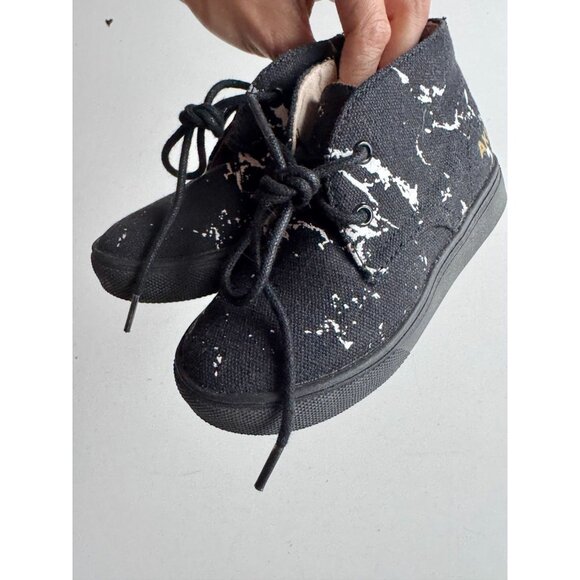 Kids' AKID Black White Marble Canvas Hi-Top Lace-Up Sneakers, Size 8 - Picture 5 of 11